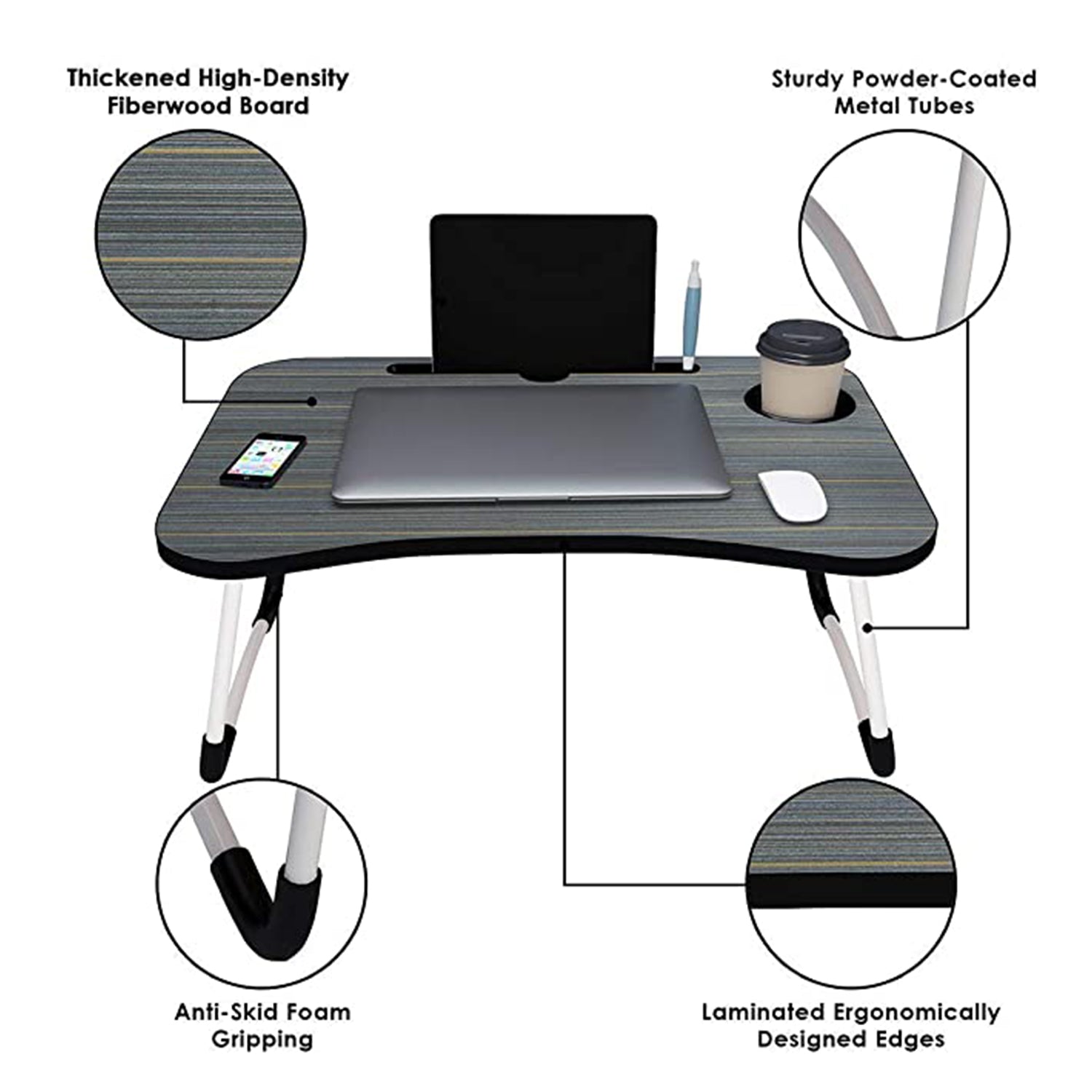4989 Laptop Table Foldable Portable Notebook Bed Lap Desk Tray Stand Reading Holder with Coffee Cup Slot for Breakfast, Reading & Movie Watching. DeoDap 4989 Laptop Table Foldable Portable Notebook Bed Lap Desk Tray Stand Reading Holder with Coffee Cup Slot for Breakfast, Reading & Movie Watching. DeoDap